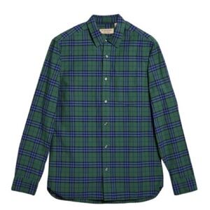 Burberry Alexander Green and Blue Plaid Men's button down Shirt Sz XL